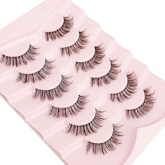 Wispy Lashes D Curl False Eyelashes Natural Look NINGLASH Strips Eyelashes Fake Eyelash Pack 14mm Faux 3D Mink Lashes Strips 6 Pairs