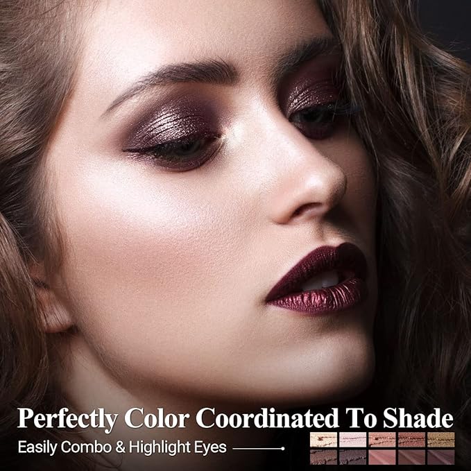 10PCS Eyeshadow Stick,Shimmer And Matte Neutral Brown Eye Shadow Sticks Pencil Crayon, Eye Brightener Stick With Crease-proof Formula,Waterproof & Long Lasting