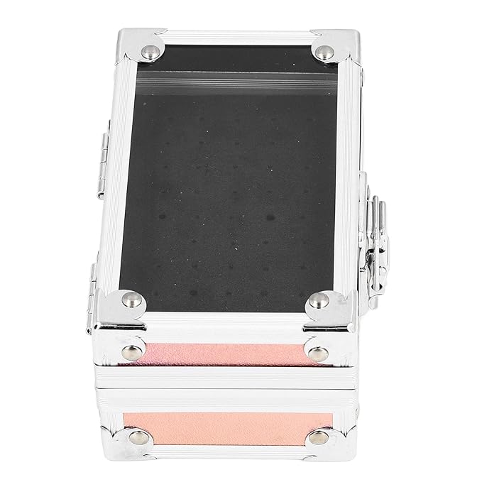 Nail Drill Bit Holder Storage Box, Multi Hole Nail Drill Bits Stand Displayer with Transparent Flip Cover, Nail Bits Organizers Container (Dazzling Gold)