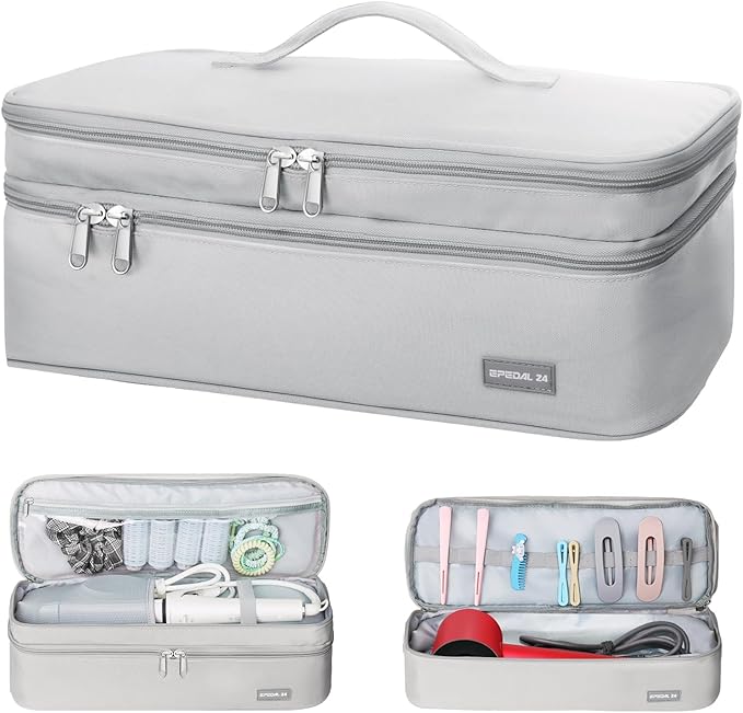 Travel Carrying Case for Shark Flex Style, Double Layer Storage Case for Shark SpeedStyle Hair Dryer Attachments, Revlon One-Step Hair Dryer/Hot Tools/Volumizer/Styler (Bag Only) Grey