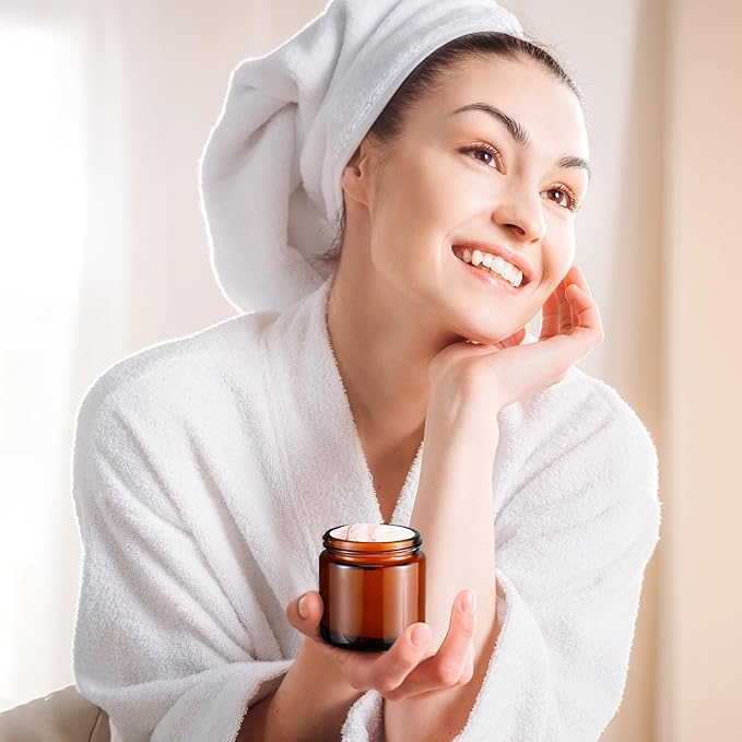 Norme 36 Pcs 4 oz Glass Jars with Lids Leakproof Round Airtight Empty Cosmetic Jars with Inner Liners Lid for Storing Lotions Powder Ointments Candle Making (Black,Amber)