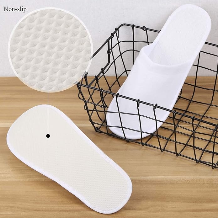 24 Pairs Spa Slippers Flip Flops Disposable Slippers for Hotel Guests Women Men Closed Toe Super Comfort White