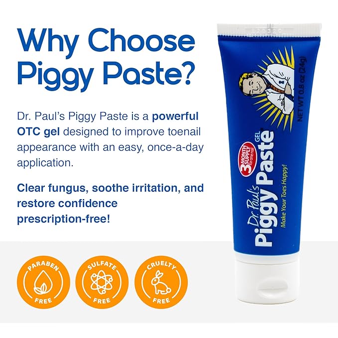 Dr. Paul's Piggy Paste Gel: Fast Acting Solution for Thick, Brittle, Yellow Nails, Restores Clear, Healthy Toenails & Fingernails, Easy, Mess Free Application Doctor Recommended Formula