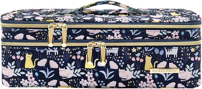 MissBoy Double Layer Travel Case Compatible with Revlon One-Step Volumizer/Hair Dryer/Hot Air Brush, Dyson Hair Dryer Carrying Case, Shark Flexstyle Storage Organizer Bag (Bag Only)