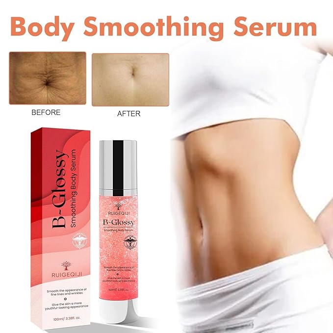 Be Glossy Smoothing Body Serum for Wrinkles - Infused with Hyaluronic Acid, Vitamin E, Glycerin and Shea Butter - Hydrating Nourishing Repairing for Silky Smooth Skin 60ML/2 Fl Oz