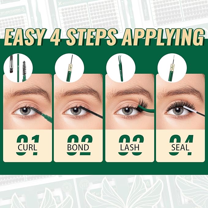 Lash Extension Kit 144pcs Thick Super Soft Lash Clusters with Lash Bond and Seal Lash Glue Remover Lash Applicator and Lash Brush Easy to DIY at Home(PC02-D-10-18MIX)