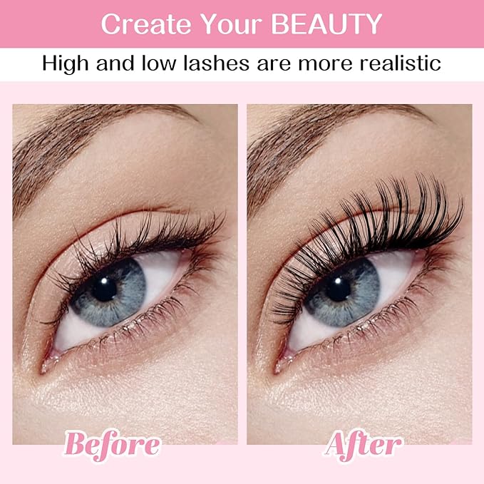 280 Pcs Individual Lashes 30D Mixed Lash Clusters 14 Rows Cluster Lashes that Look Like Eyelash Extensions DIY Lash Extension Self Application At Home (30D-D-14-20mix)
