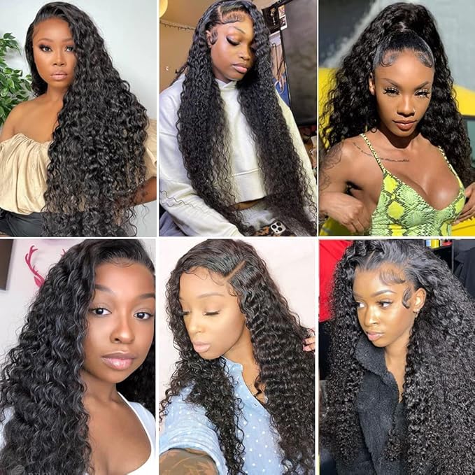 #1B Human Hair Deep Wave Bundles Color 1B Deep Wave Bundles 8a Grade Double Weft Weave Extensions Brazilian Human Hair Soft and Silky for Black Women 20 22 24 Inch