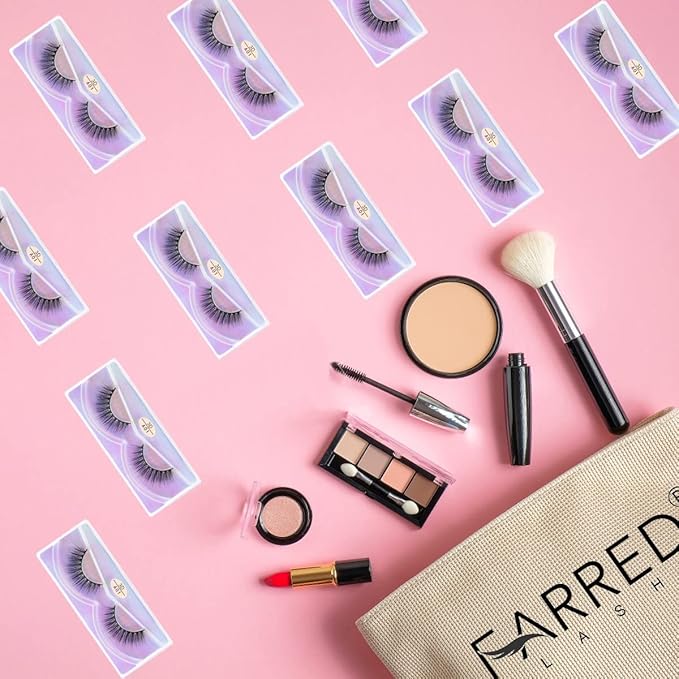 FARRED Wholesale Faux Mink Lashes 30 Pairs 3D A01 Medium Length Vegan Eyelashes Fluffy Volume Strip Lashes Bulk Fake Mixed Natural Look 3D False Eyelashes (3D A01)