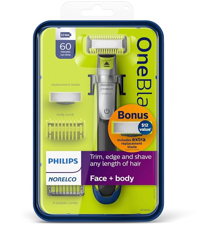 Philips Norelco OneBlade Face + Body Bonus Pack with FREE Blade, QP2630/72