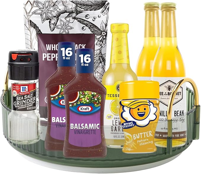 360° Rotating Makeup Organizer, Bathroom Make Up Spinning Holder Rack, Large Capacity Cosmetics Storage Vanity Shelf Countertop, Fits Cosmetics, Perfume, Skincare, Lipsticks(1 Tier, Green)