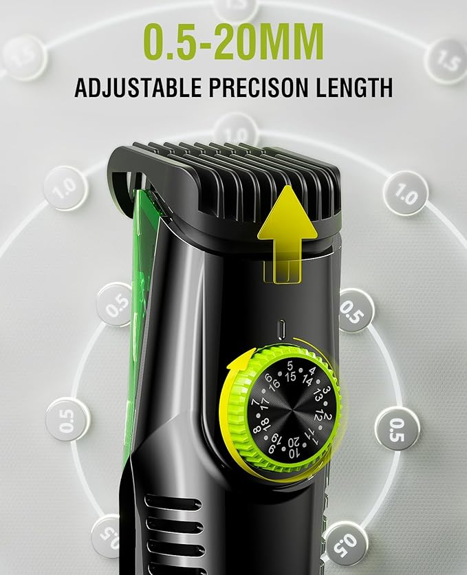 Vacuum Beard Trimmer for Men, Rechargeable Mustache Trimmer with Adjustable Length Comb (1-20MM), IPX6 Waterproof Built-in Electric Beard Trimmer for Beard, Mustache and Stubble