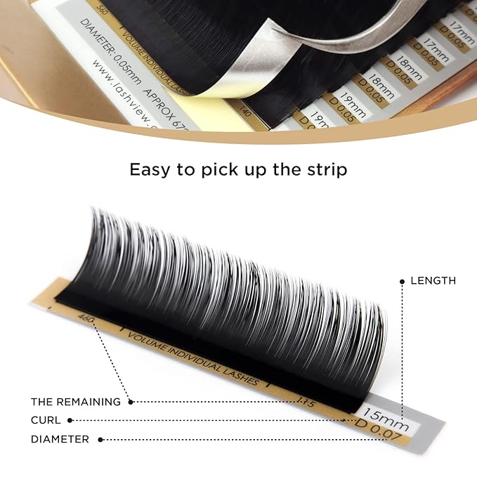 LASHVIEW Russian Volume Lashes 0.03mm Thickness C Curl 8-15mm Mix Tray Faux Individual Eyelash Extension Soft Semi-Permanent Lashes Pure Korean(Professional Salon Use)