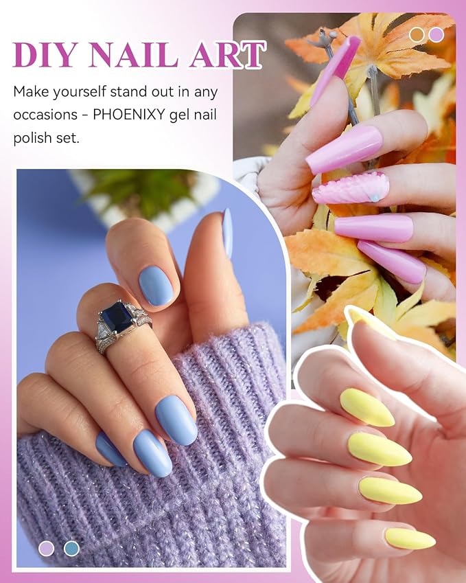 PHOENIXY 47 PCS Gel Nail Polish Kit with U V Light 48W, 26 Classic Colors Gel Nail Polish Set with 4 Bottle Base Top Coat Nail Art Decorations Manicure Tools DIY Salon Home Gifts For Women SS9026