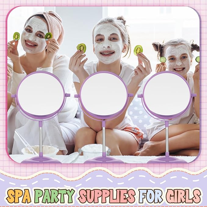 6 Pcs Spa Party Mirror Spa Party Supplies Sleepover Accessory Favors Makeup Mirror for Sleepover Slumber Birthday Favors Gift(Purple)