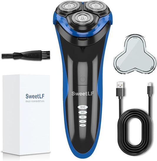 SweetLF Electric Razor for Men, IPX7 Waterproof, Wet & Dry Shaving, Pop-up Trimmer, Type C Rechargeable, Corded & Cordless, Father's Day Gift