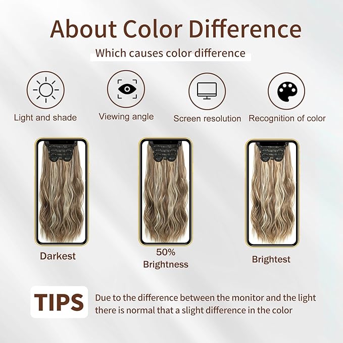 Clip in Hair Extensions for Women - 20 Inch Long Wavy Brown Extensions, 6PCS Chocolate Brown & Ash Blonde Hairpieces that Blend Naturally with Your Real Hair (20 Inch, Chocolate Brown & Ash Blonde)