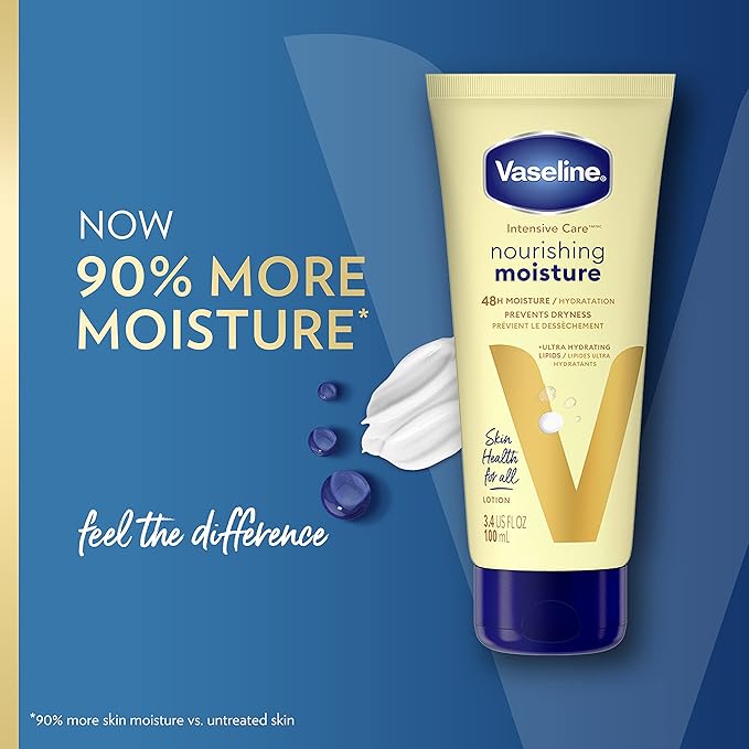 Vaseline Nourishing Moisture Body Lotion Hand & Body Lotion Pack of 12 for Dry Skin made with Ultra-Hydrating Lipids & Pure Oat Extract 3.4 oz
