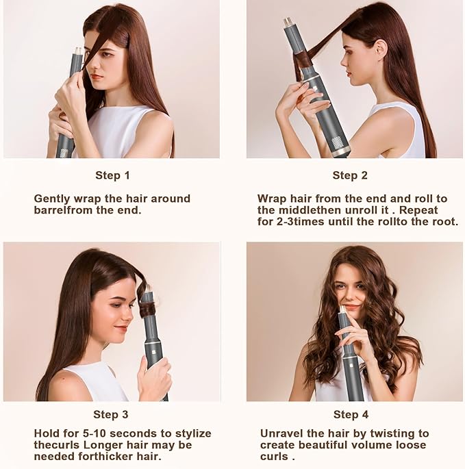 5 in 1 Hair Dryer Brush Hot Air Curling Brush Negative Ion Air Styler