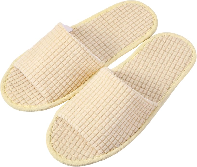 12 Pairs Disposable Slippers for Guests Open Toe Spa Slippers Bulk Disposable Sandals Soft Fleece for Man Women Spa Hotel Wedding Shoeless Home