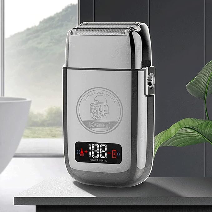 KEMEI Electric Razors for Men, Professional Cordless All Metal Electric Razor, Lithium Titanium Razors, USB Rechargeable Facial Beard Trimmer