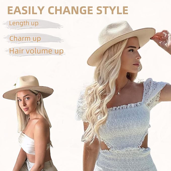 Clip in Hair Extensions for Women - 20 Inch Long Wavy Brown Extensions, 6PCS Blonde Hairpieces that Blend Naturally with Your Real Hair (20 Inch, Blonde)