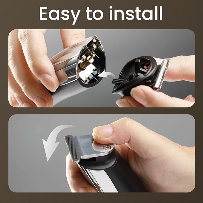 Electric Beard Trimmer for Men: 16-in-1 Professional Barber Hair Clippers - Cordless Grooming Kit - Turbo Speed & Precision Blades, Silver