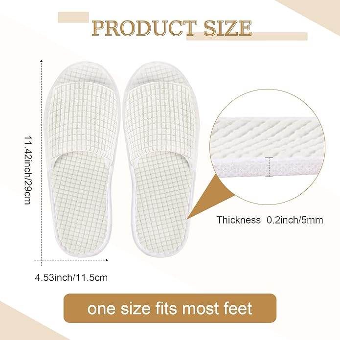 12 Pairs Disposable Slippers for Guests Open Toe Spa Slippers Bulk Disposable Sandals Soft Fleece for Man Women Spa Hotel Wedding Shoeless Home