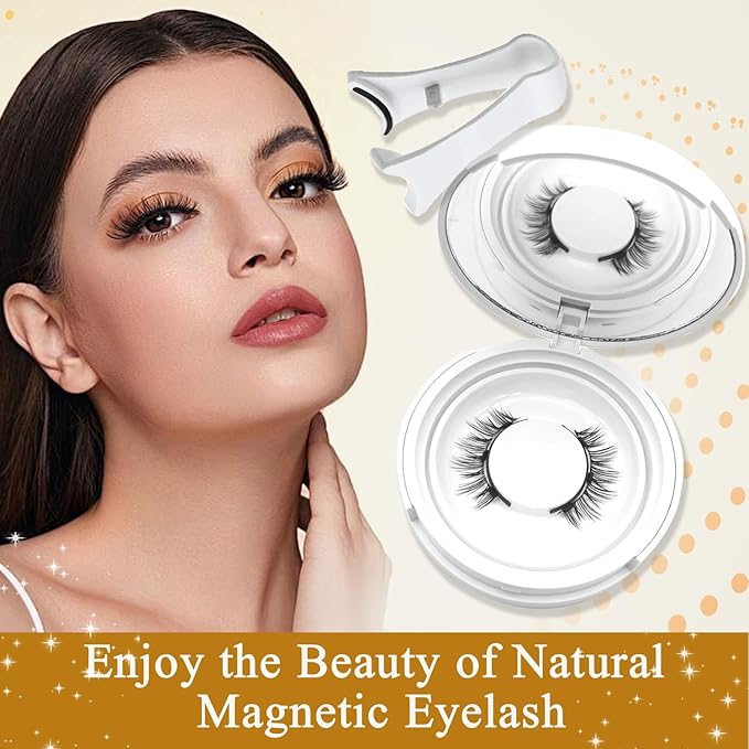 Ginani Magnetic Lashes,Ginani Magnetic Eyelashes Kit,Magnet Eyelashes with Applicator Natural Look,Reusable No Glue Needed Soft Lashes(Simple)