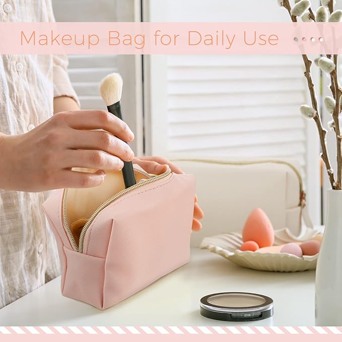 8 Pcs Makeup Bag Pu Leather Cosmetic Pouch Waterproof Small Toiletry Bag Portable Cosmetic Organizer Water Resistant Storage Purse for Lady Women Daily Storage Travel Organizer (Soft Colors,Medium)