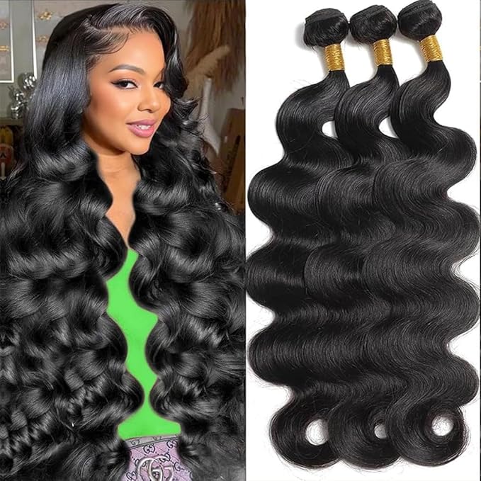 12A Human Hair Bundles 22 24 26 Inch Body Wave Bundles Human Hair 100% Unprocessed Brazilian Virgin Hair Body Wave 3 Bundles Deals Human Hair Extensions Quick Weave For Black Women Natural Black