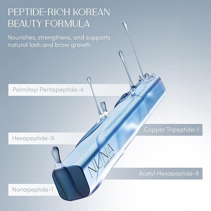 Eyelash Growth Support Serum 6ml – Eye Lash and Eyebrow Enhancing Serum for Women & Men with Biotin - Korean Multi Peptide & Natural Extracts – Promotes Fuller and Longer Lashes - 6 Month Supply