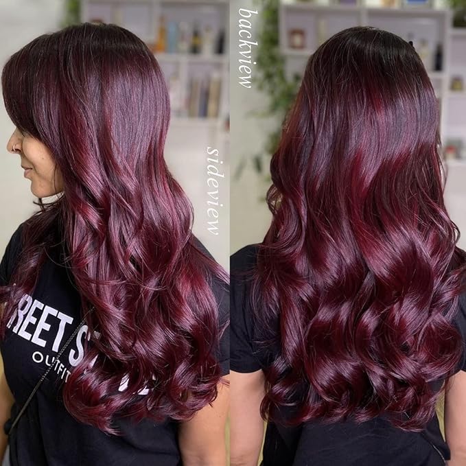 Clip in Real Human Hair Extensions,120g #99j Wine Red Full Head 14inch 8pcs 20clips Straight Human Hair Clip In Extensions for Women Burgundy Red Hair Extensions