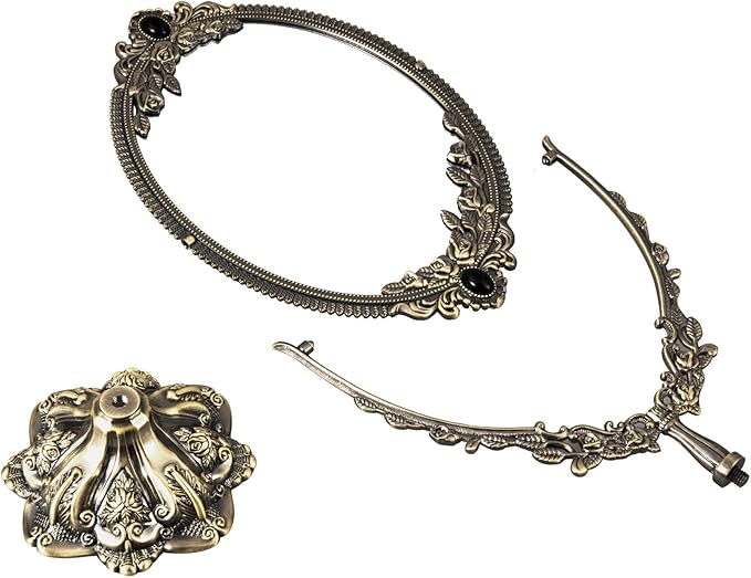 Feyarl Small Metal Vintage Makeup Mirror Floral Tabletop Oval Vanity Swivel Double Sided Mirror with Stand Elegant Decorative for Dressing Room Bedroom (Bronze)