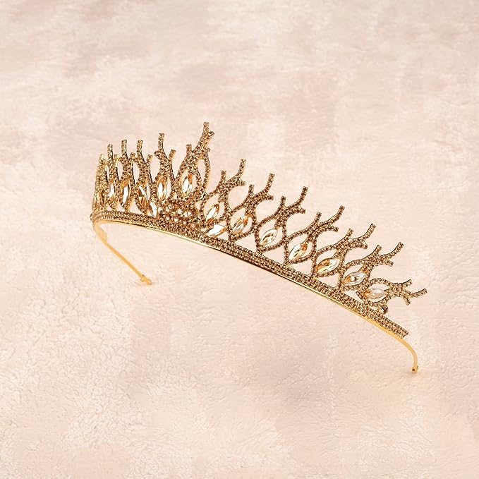 LIMELIA Women's Tiara for Henna Wedding Party|Glitter Hair Accessories for Bridal Birthday Pageant Prom Halloween Cos-play Christmas Party|Tulip-Honey