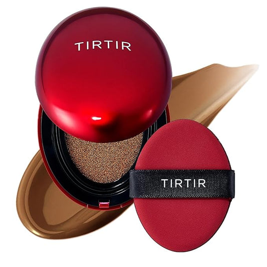 TIRTIR Mask Fit Red Cushion Foundation | Full coverage, Weightless, Skin fit, Satin Glow Finish, Korean Makeup Cushion Foundation (#45W Chestnut, 0.63 Fl Oz)