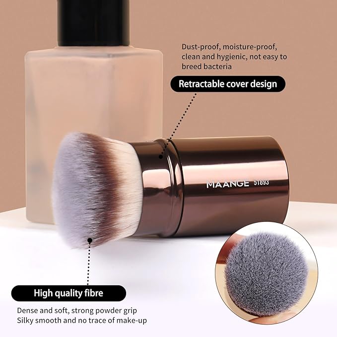 MAANGE 20 PCS Foundation Makeup Brush Set, Double-ended Kabuki Contour Brush for Liquid Powder Concealer Blending Blush Face Makeup Tools (Coffee)