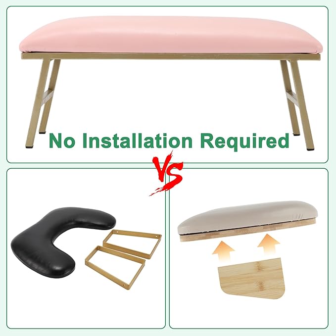 VOCOSTE 1 Set Arm Rest for Nails Tech, Non-Slip Nail Arm Rest, Manicure Hand Rest with Nail Table Mat, Hand Rest for Nails Tech, Nail Hand Rest, Pink