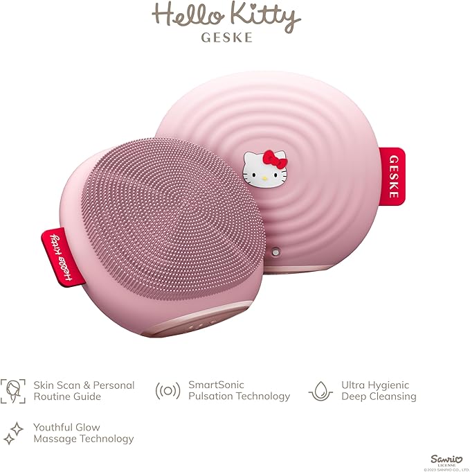 x Hello Kitty SmartAppGuided™ Sonic Facial Brush | 4 in 1 | Electric Facial Cleansing Brush | Skin Cleansing Brush | Facial Brush | Daily Skincare Routine| Facial Massager & Skin Care
