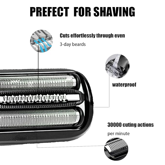 53B Series 5 Replacement Shaver Head Compatible with Braun S5 Replacement Head,53B Blades for Braun Series 5/Series 6 Electric Razor for Braun S6 Replacement Foil and Cutter for 6020s,5020s,5018s