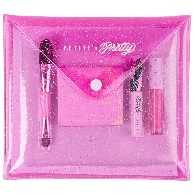 Petite 'n Pretty "Amazon Exclusive" Glow Basics Natural Makeup Starter Gift Set for Kids, Tweens & Teens for Eyes, Cheeks & Lips- Clean, Non Toxic