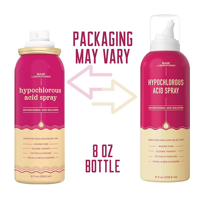 BASE LABORATORIES Hypochlorous Acid Spray for Face & Skin | 8oz | Magic Facial Spray Daily Skin Repair Solution for Sensitive Skin, Redness, Irritations, Eczema | Hypochlrous HOCL Molecule Spray | 2PK