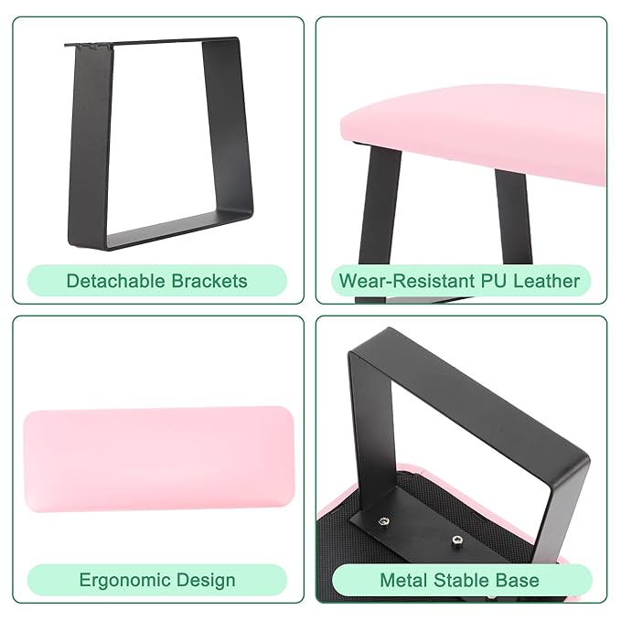 VOCOSTE Arm Rest for Nails Tech, Non-Slip Nail Arm Rest, Manicure Hand Rest with Detachable Brackets, Hand Rest for Nails Tech, Nail Hand Rest, Pink