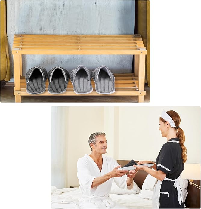 Geyoga 12 Pair House Slipper for Guest Non Slip Disposable Slipper for Travel Washable Reusable Closed Toe Hotel Bridesmaid Indoor Spa Wedding Party Shoeless Home