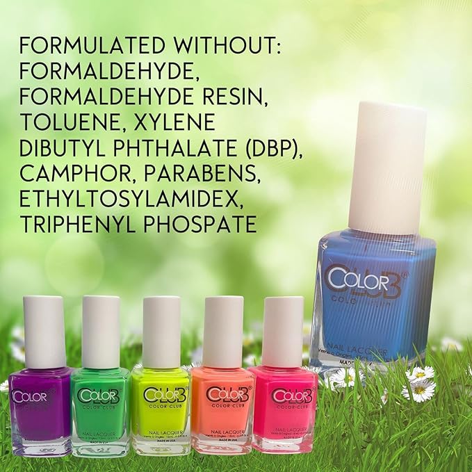 Color Club Neon Nail Lacquer Set - 6 Vibrant Shades for Salon-Quality Manicures and Art