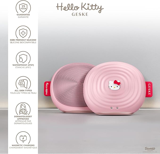 x Hello Kitty SmartAppGuided™ Sonic Facial Brush | 4 in 1 | Electric Facial Cleansing Brush | Skin Cleansing Brush | Facial Brush | Daily Skincare Routine| Facial Massager & Skin Care