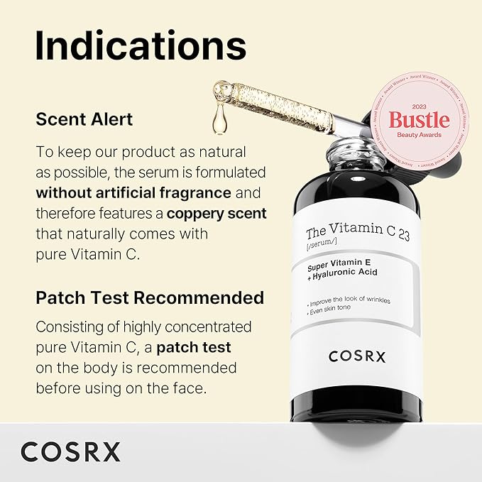 COSRX Pure Vitamin C 23% Serum with Vitamin E & Hyaluronic Acid, Hydrating Facial Serum for Fine Lines, Uneven Skin Tone & Dull Skin, 0.7oz/20g, Korean Skin Care