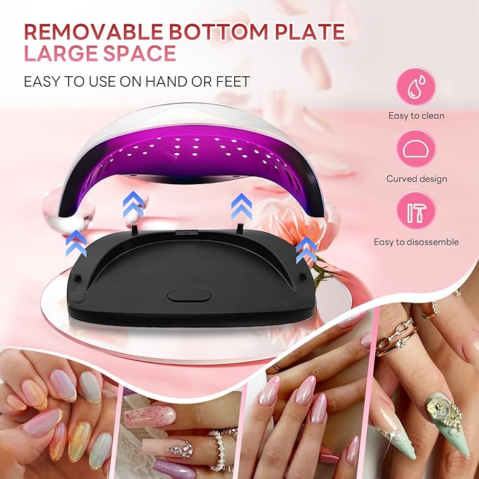 UV LED Nail Lamp, Professional 280W UV Nail Dryer Light for Gel with 66 Beads, Fast Curing Gel Polish Lamp Auto Sensor 4 Timer Setting Portable Nail Art Drying Tools for Fingernail Toenail