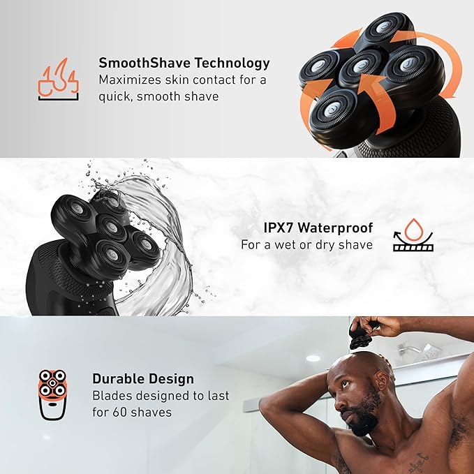 BaldiePro Blade Refill 2.0 + Chamber - Electric Shaver Replacement Head For BaldiePro Head Shaver - Electric Razor Replacement Blades for Bald Head and Face - Waterproof for Wet and Dry Shave