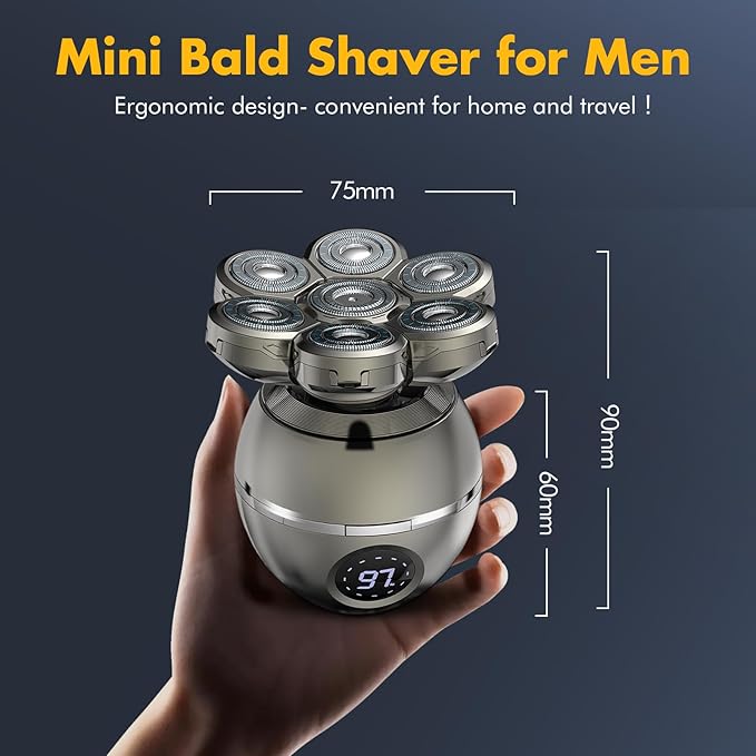 Head Shavers for Bald Men, 7D Magnetic Bald Head shavers Waterproof Mens Head Shaver for Wet/Dry Use, LED Display Electric Razor Type-C Wireless Charging, 360°Close Shave for Men